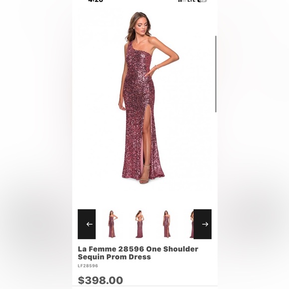 la femme one shoulder sequin dress La Femme 31212 Cutaway Slit One Shoulder Sequin Dress